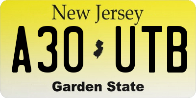 NJ license plate A30UTB