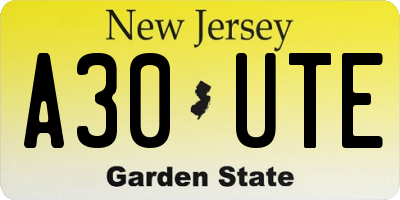 NJ license plate A30UTE