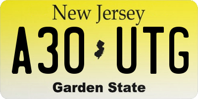 NJ license plate A30UTG