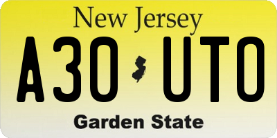 NJ license plate A30UTO