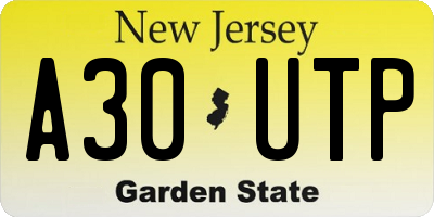 NJ license plate A30UTP