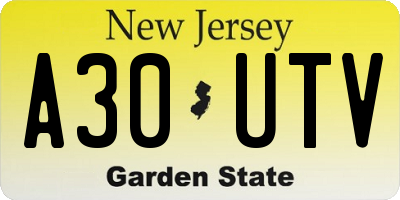 NJ license plate A30UTV