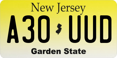 NJ license plate A30UUD