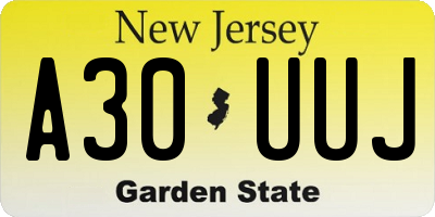 NJ license plate A30UUJ