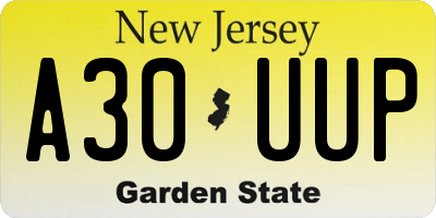 NJ license plate A30UUP