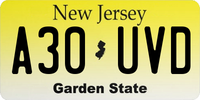 NJ license plate A30UVD