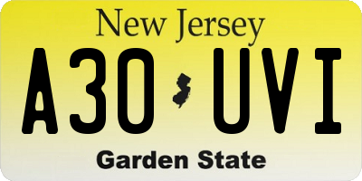 NJ license plate A30UVI