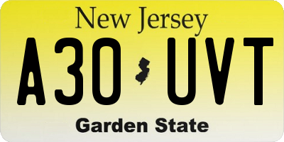 NJ license plate A30UVT