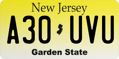 NJ license plate A30UVU