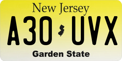 NJ license plate A30UVX