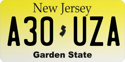 NJ license plate A30UZA
