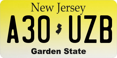 NJ license plate A30UZB
