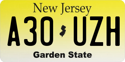 NJ license plate A30UZH