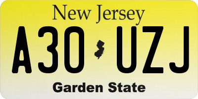 NJ license plate A30UZJ