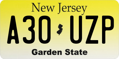 NJ license plate A30UZP
