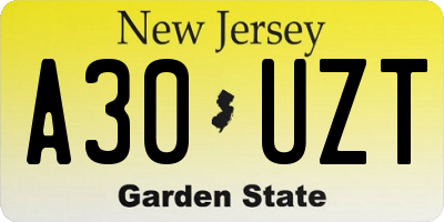 NJ license plate A30UZT