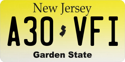NJ license plate A30VFI