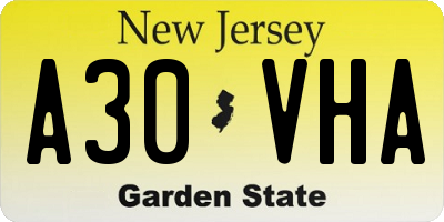 NJ license plate A30VHA