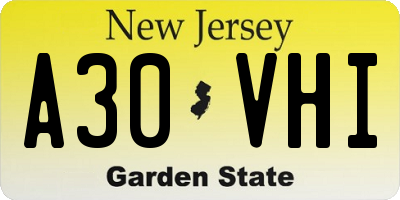 NJ license plate A30VHI