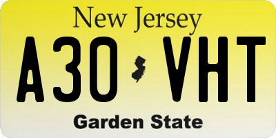 NJ license plate A30VHT