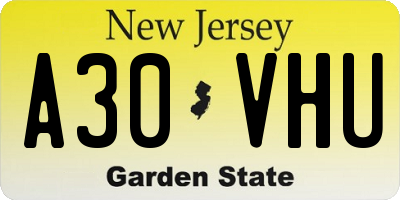 NJ license plate A30VHU