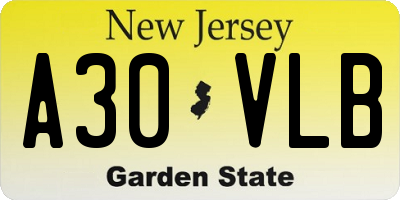 NJ license plate A30VLB