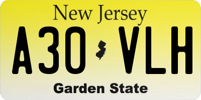 NJ license plate A30VLH