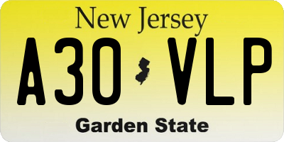 NJ license plate A30VLP