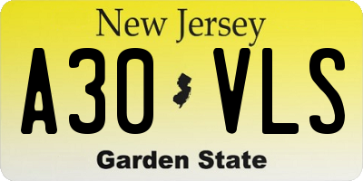 NJ license plate A30VLS
