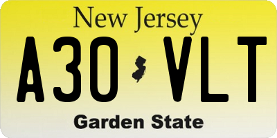 NJ license plate A30VLT