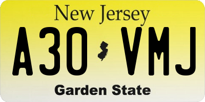 NJ license plate A30VMJ