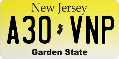 NJ license plate A30VNP