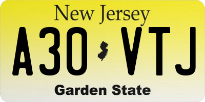 NJ license plate A30VTJ