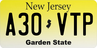 NJ license plate A30VTP