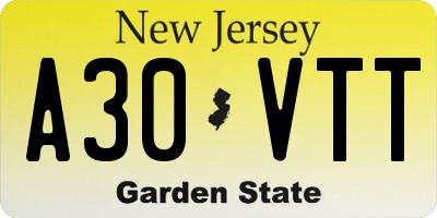 NJ license plate A30VTT