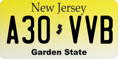 NJ license plate A30VVB