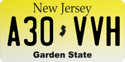 NJ license plate A30VVH
