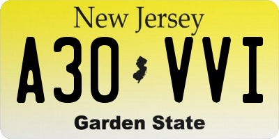 NJ license plate A30VVI