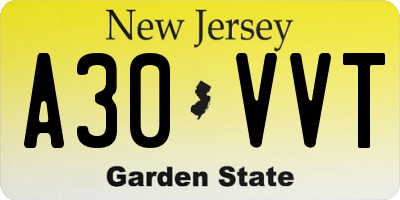 NJ license plate A30VVT