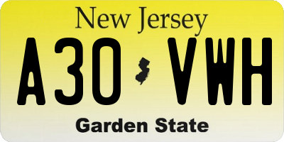 NJ license plate A30VWH