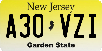 NJ license plate A30VZI