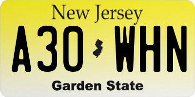 NJ license plate A30WHN