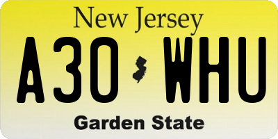 NJ license plate A30WHU