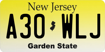 NJ license plate A30WLJ