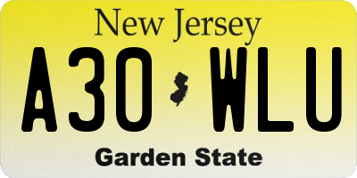 NJ license plate A30WLU