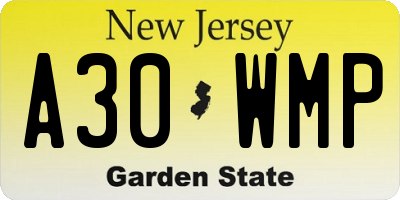 NJ license plate A30WMP