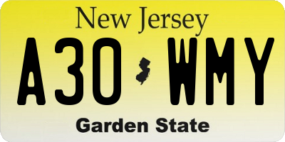 NJ license plate A30WMY