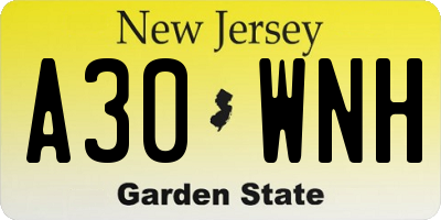NJ license plate A30WNH