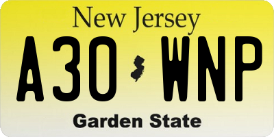 NJ license plate A30WNP