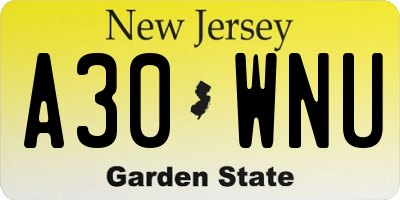 NJ license plate A30WNU